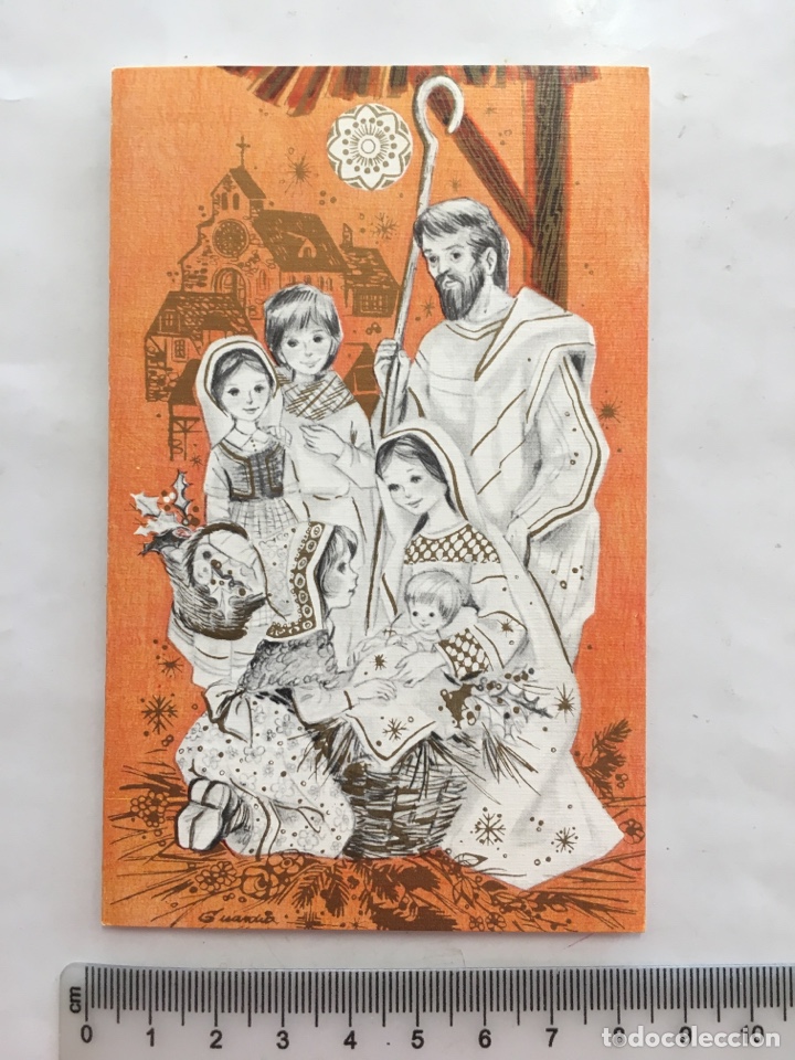 Postales: FELICITACI&Oacute;N NAVIDAD. DIPTICO. ILUSTRACI&Oacute;N GUARDIA. &Aacute;MBAR. A&Ntilde;O 1974.