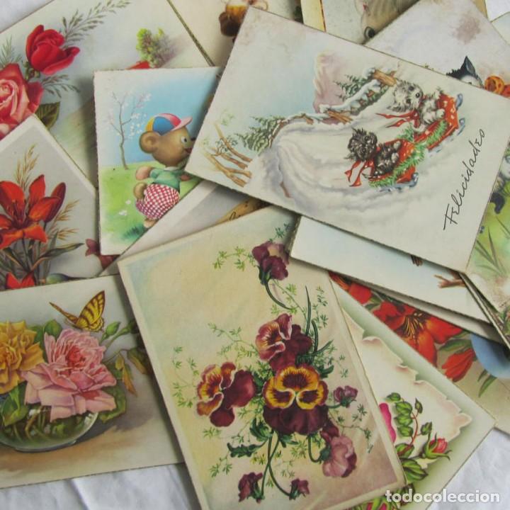 Cartoline: 21 postales de flores y animales. Dibujos. A&ntilde;os 50