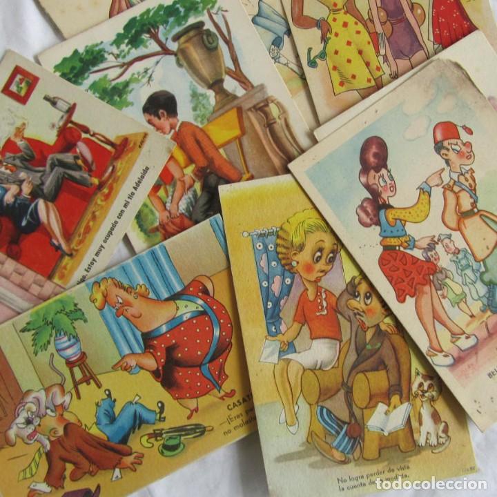 Cartoline: 8 tarjetas con dibujos, chistes, moralejas,... A&ntilde;os 50