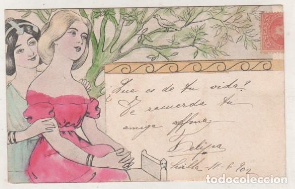 Postais: Postal ilustrada mujeres Art Noveau. Enviada desde Sevilla 1902 reverso sin dividir.