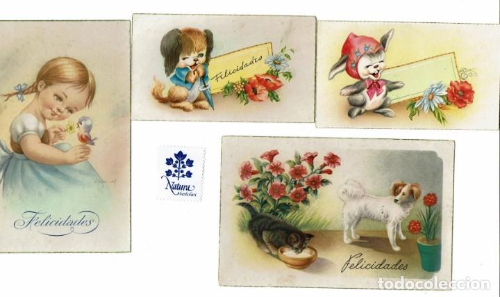 Postkarten: 4 postales Felicidades C y Z 52 A - 517 - 518 / A - 523 / A - Escritas por detr&aacute;s