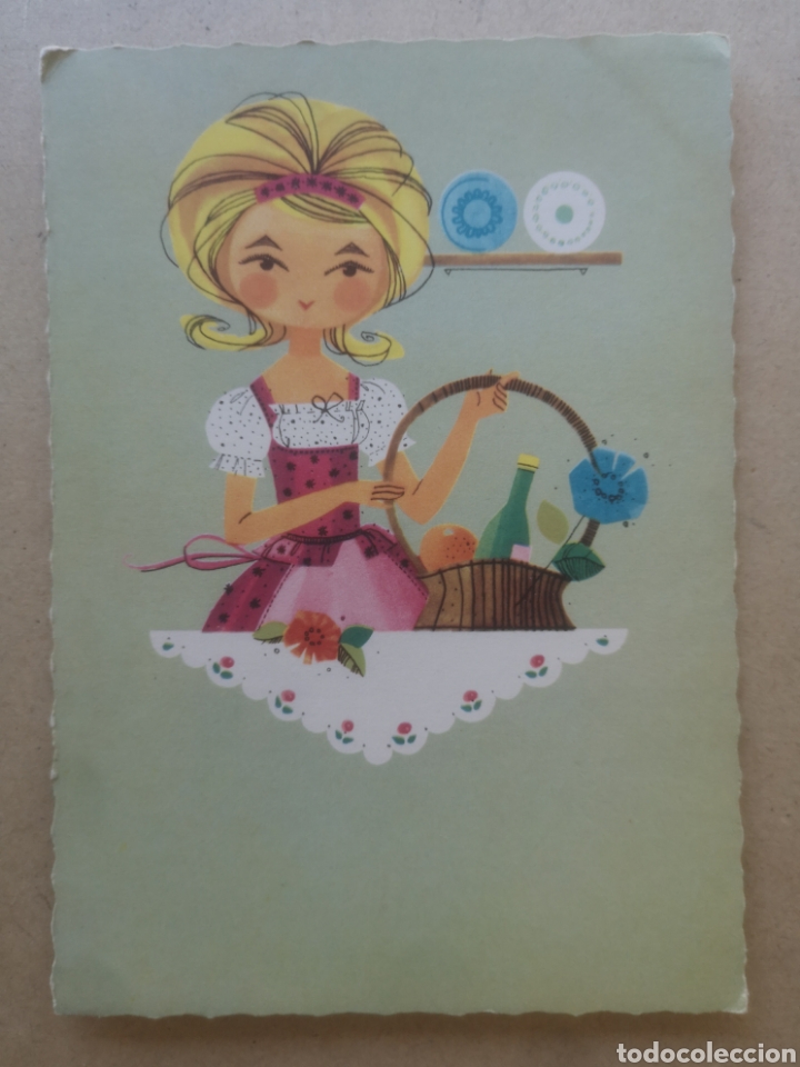 Postcards: POSTAL 1138/8 NUEVA, TROQUELADA. MUJER CON CESTA COMPRA