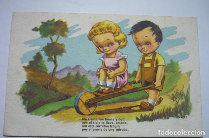 Cartoline: postal ni&ntilde;os en carreton-estamperia ram -escrita