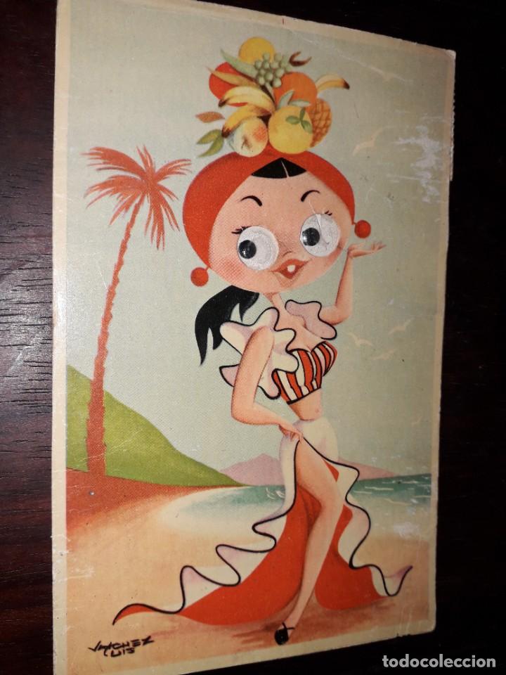 Cartoline: N&ordm; 7456 POSTAL DIBUJO CARICATURA MUJER CON OJOS
