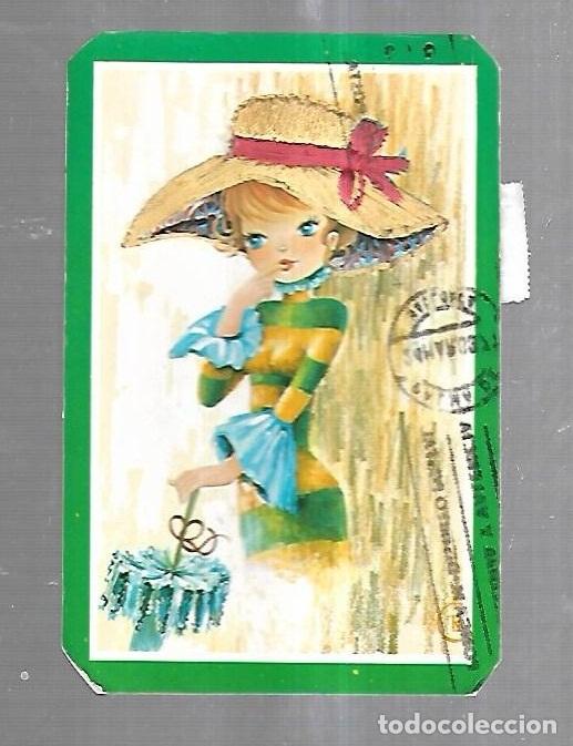 Postkarten: TARJETA POSTAL. MU&Ntilde;ECA CON VESTIDO, SOBRERO Y PARAGUAS. TRAJE DE HILO. VER