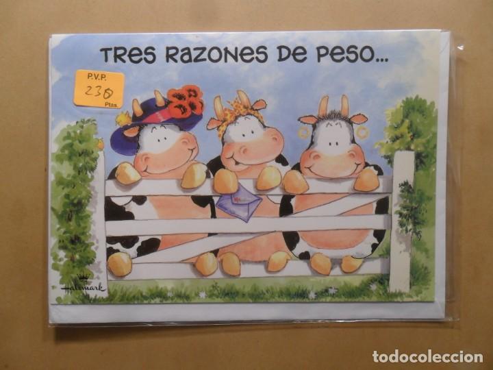 Postais: TARJETA DE FELICITACION - TRES RAZONES DE PESO&hellip; - NUEVA SIN USAR