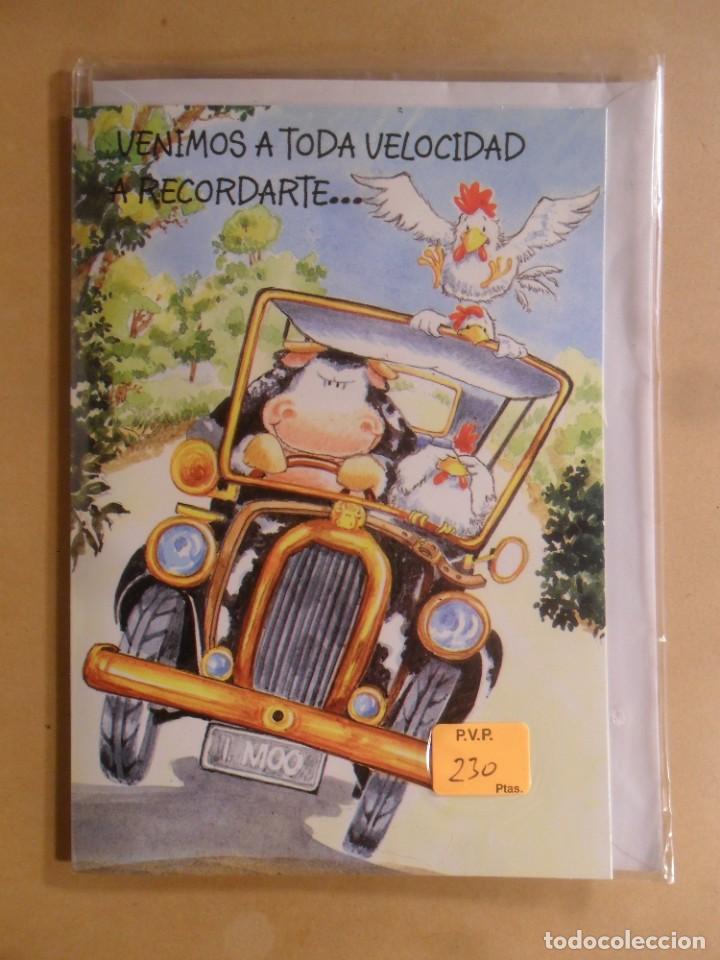 Cartoline: TARJETA DE FELICITACION - VENIMOS A TODA VELOCIDAD A RECORDARTE&hellip; - NUEVA SIN USAR