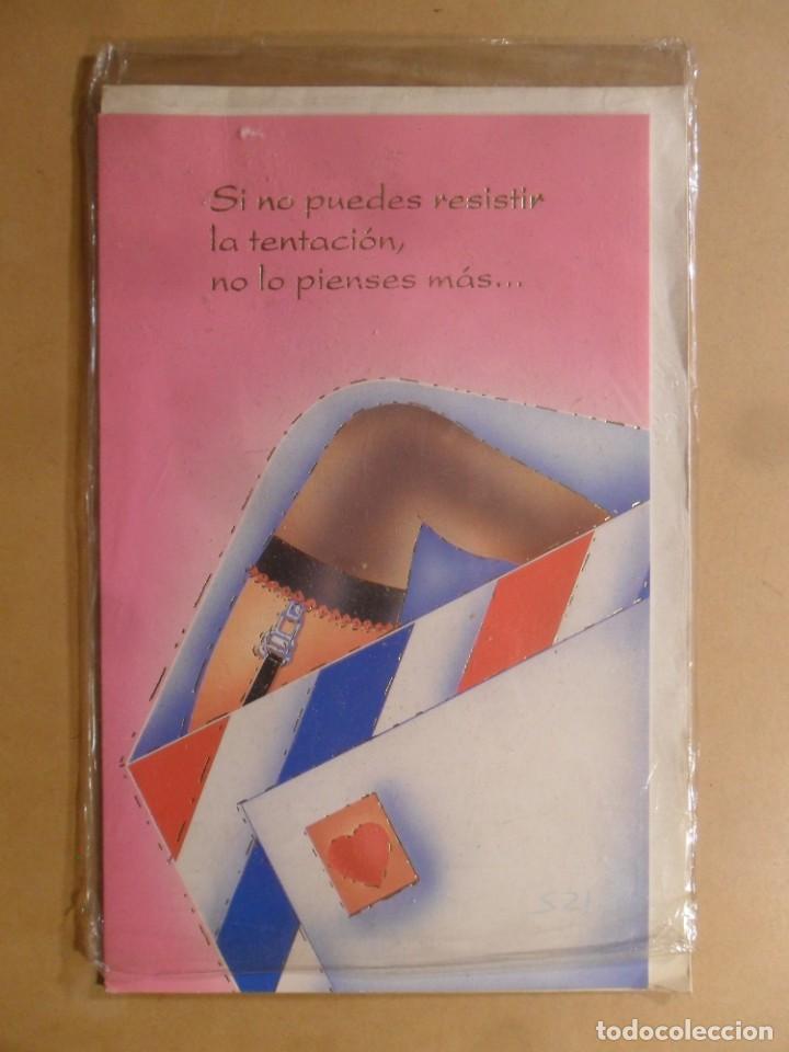 Postais: TARJETA DE FELICITACION - SI NO PUEDES RESISTIR LA TENTACION, NO LO PIENSES MAS - NUEVA SIN USAR