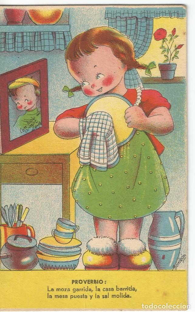 Postais: ANTIGUA POSTAL RAM SERIE 1 1959 CIRCULADA PROVERBIO. ILUSTRADOR BOMBON