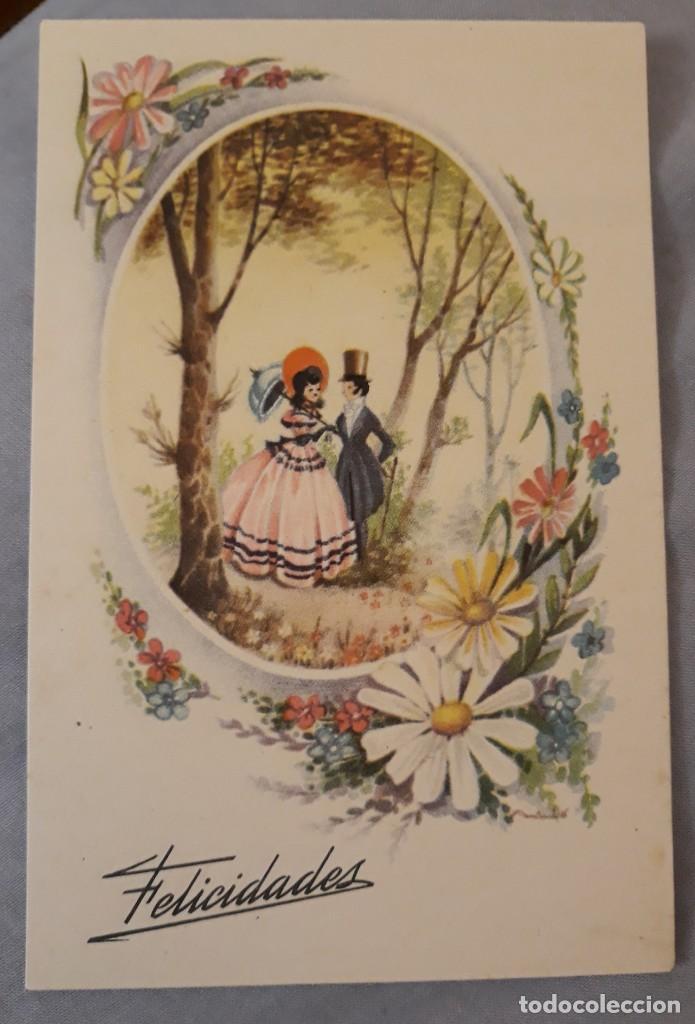 Postcards: -76554 POSTAL FELICIDADES, DIBUJO ENAMORADOS DE EPOCA, EDICIONES  PABLO DUMMATXEN, SERIE 1619