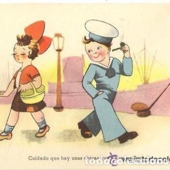 Postais: -52590 POSTAL DIBUJO NI&Ntilde;OS ENAMORADOS, MARINERITO Y NI&Ntilde;A CON LAZO,C M B SERIE N&ordm; 113, SIN CIRCULAR