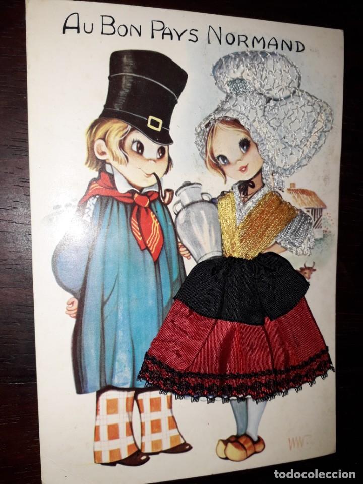 Postcards: N&ordm; 2156 POSTAL DIBUJO NI&Ntilde;OS DE TELA FRANCIA AU BON PAYS NORMAND