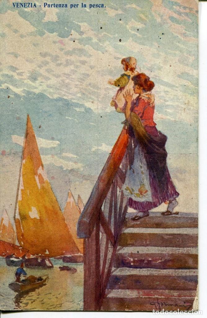 Postcards: MADRE E HIJA VIENDO PARTIR A LOS PESCADORES-MODERNISTA