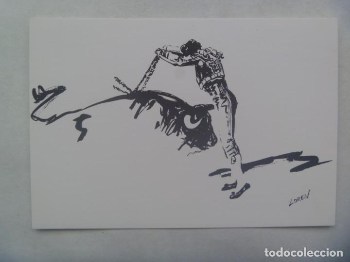 Cartoline: POSTAL DE TAUROMAQUIA CON DIBUJO DE LOREN : PAR DE BANDERILLAS . EDICIONES ASANGRE