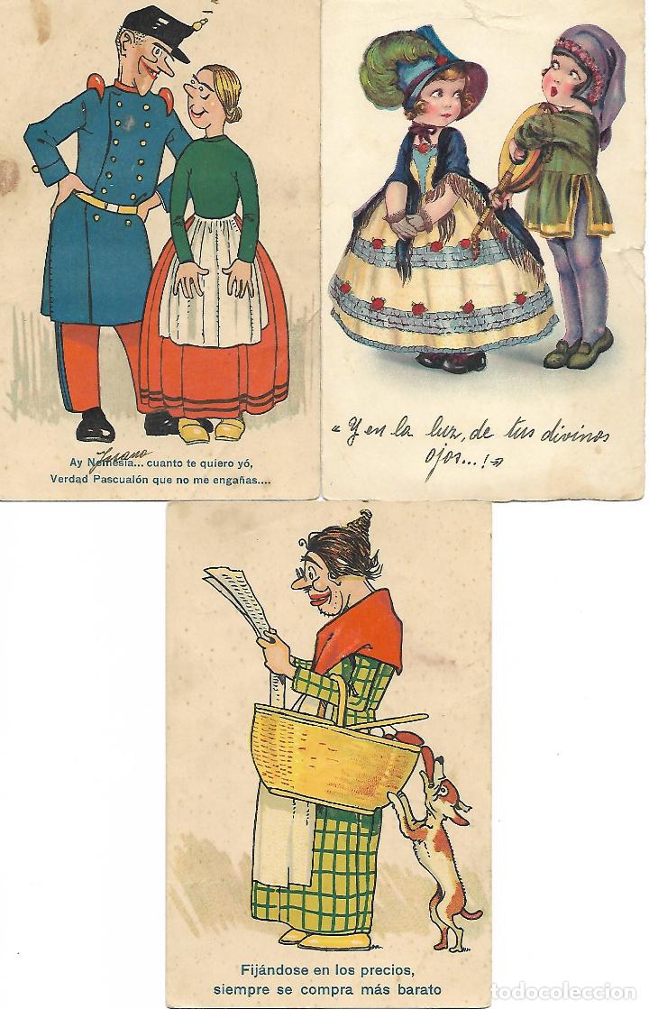 Postais: 3 POSTALES CON DEFECTOS (DOS SAT&Iacute;RICAS Y UNA INFANTIL) A&Ntilde;OS 31 Y 40