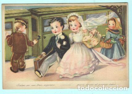 Postkarten: POSTAL DE PAREJA DE RECIEN CASADOS EDITO IKON N&ordm; 31 ESCRITA EL A&Ntilde;O 1944