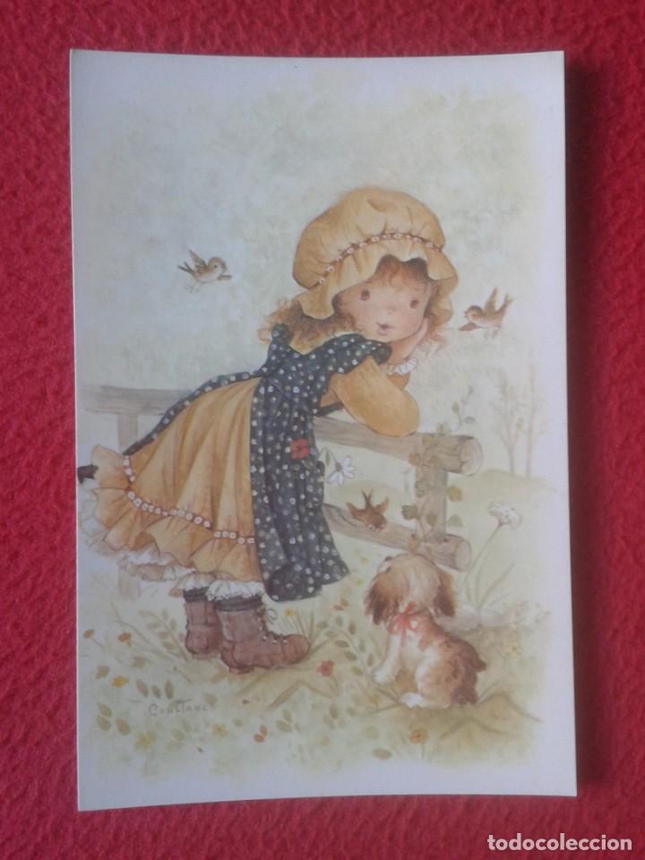 Postais: TARJETA TIPO POSTAL POST CARD DIBUJO CARICATURA NI&Ntilde;A CON SOMBRERO CON PERRO Y PAJARITOS C. Y Z. VER