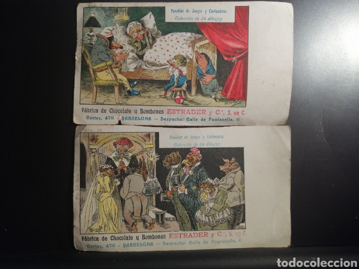 Postais: Postales de la coleccion Parodias de Juegos y Costumbres Chocolate y Bombones ESTRADER