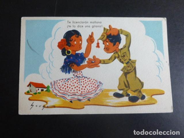 Postales: GITANA Y SOLDADO POSTAL COMICA - Foto 1