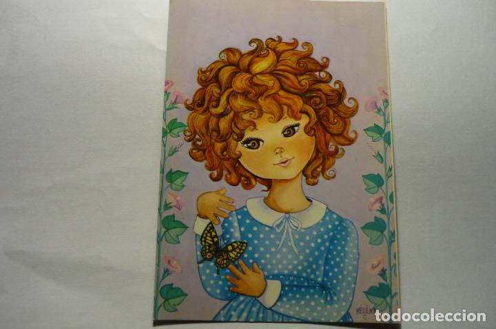Postais: POSTAL DIBUJO HELENE NI&Ntilde;A Y MARIPOSA-