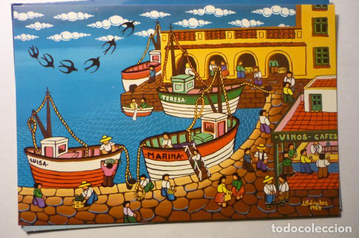 Postales: postal puerto arenys mar .-dibujo naif j.sanchez