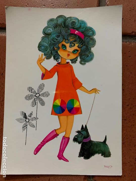 Postales: HIPPIES - TUSET STREET G3, Preciosa postal ilustrada de gran tama&ntilde;o 21x15cms