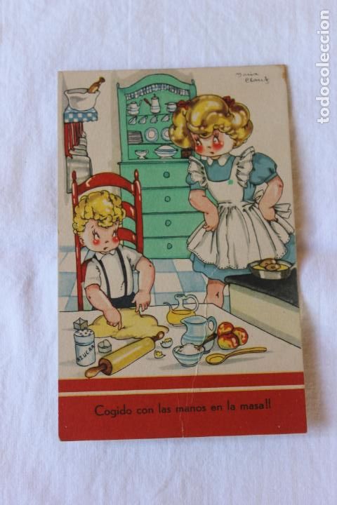 Postais: POSTAL CARICATURAS, MARIA CLARET, COGIDO CON LAS MANOS EN LA MASA