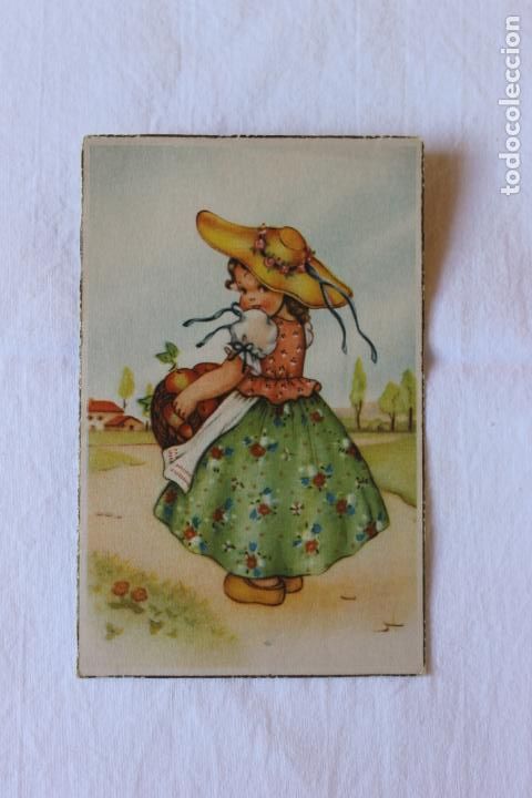 Postcards: POSTAL CARICATURAS, NI&Ntilde;A CON CESTO EDICIONES COLON, 1948