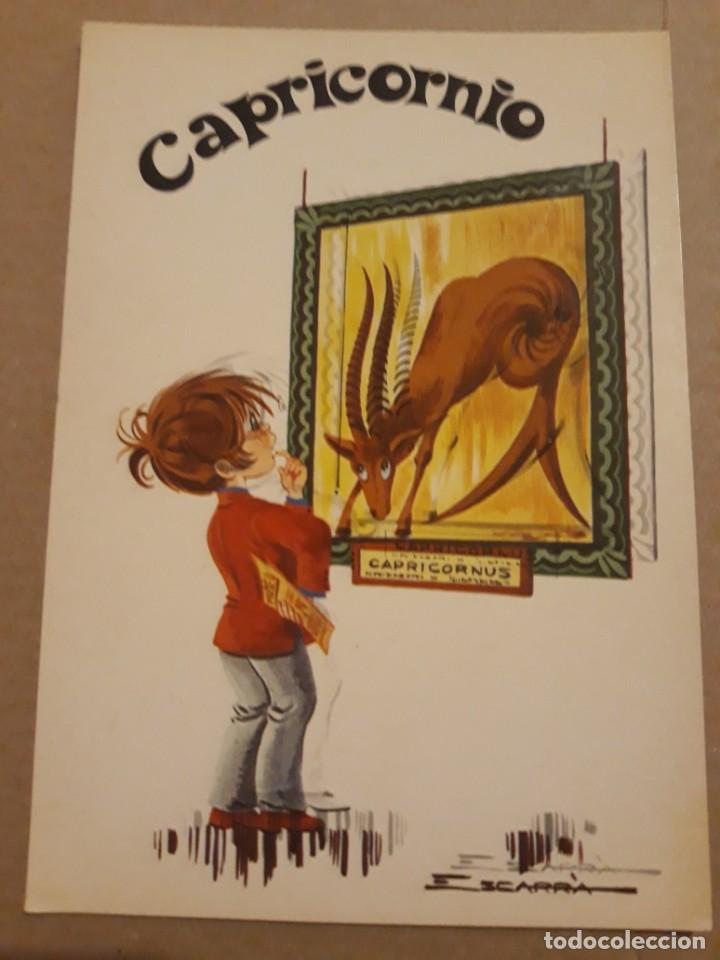 Postkarten: Postal a&ntilde;os 70 Hor&oacute;scopo CAPRICORNIO referencia 3023/4 de Editorial Cerber Ilustraci&oacute;n de Escarra*