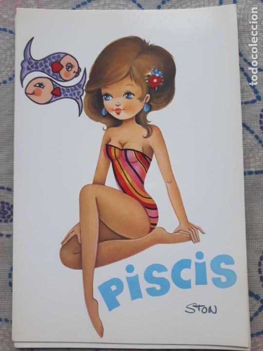Postkarten: ANTIGUA POSTAL HOR&Oacute;SCOPO PISCIS ILUSTRADOR STON 7600-D EDITORIAL CYZ A&Ntilde;OS 70 A ESTRENAR*
