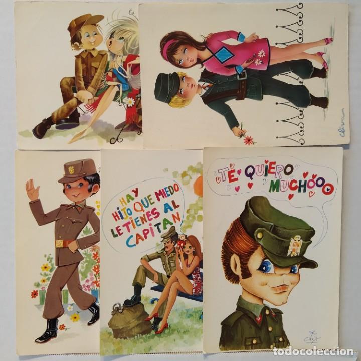 Postales: Lote de 5 postales de la Mili, 3 CyZ + 1 BERGAS + 1 Vikingo