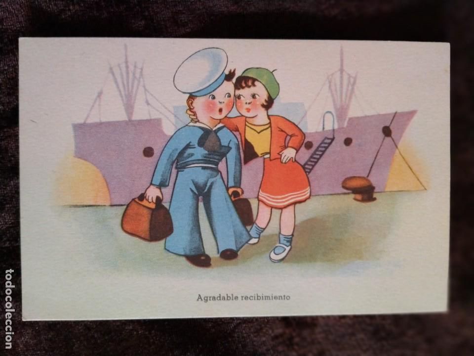 Cartes Postales: TARJETA POSTAL (LITOGRAF&Iacute;A A COLOR) / * AGRADABLE RECIBIMIENTO *. A&Ntilde;OS 30/40 (S. XX). NUEVA.