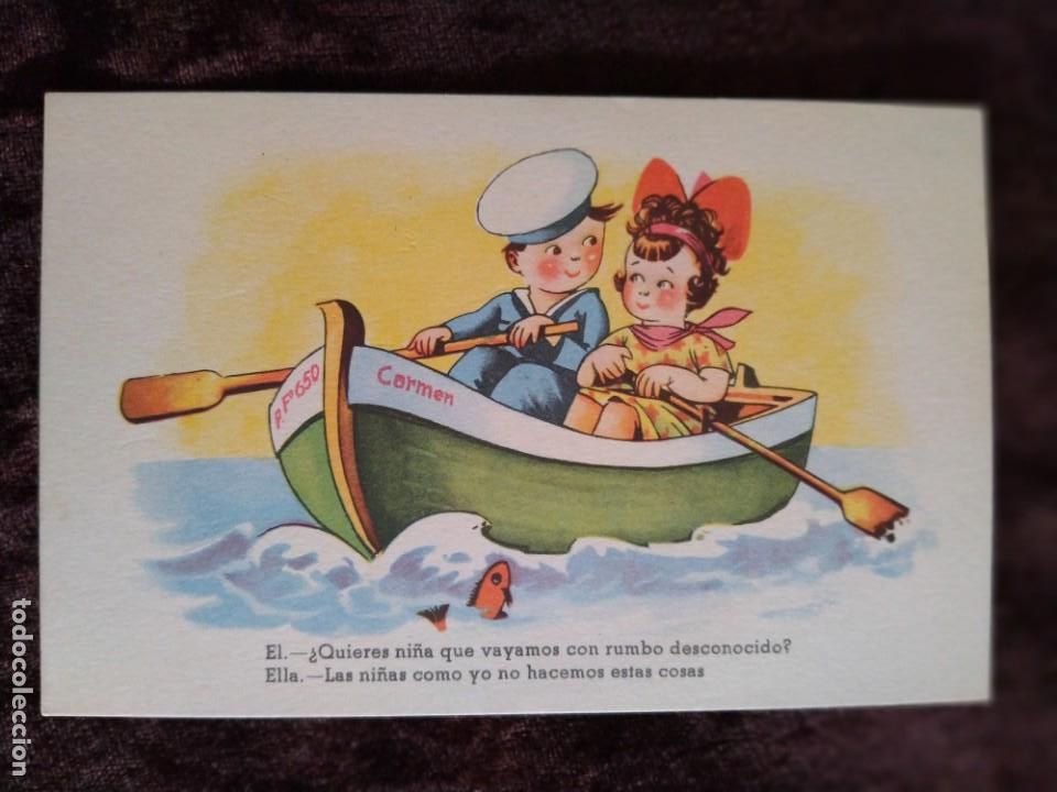 Cartes Postales: TARJETA POSTAL (LITOGRAF&Iacute;A A COLOR). * EL.- QUIERES NI&Ntilde;A QUE VAYAMOS CON ... *. A&Ntilde;OS 30/40 (S. XX).