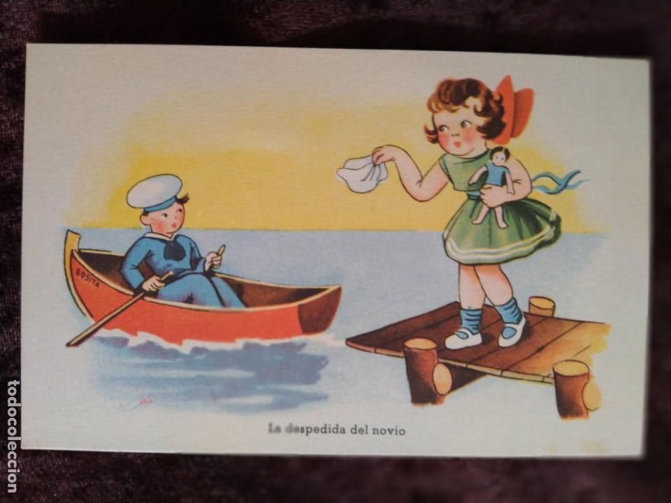 Cartes Postales: TARJETA POSTAL (LITOGRAF&Iacute;A A COLOR). * LA DESPEDIDA DEL NOVIO *. A&Ntilde;OS 30/40 (S. XX).