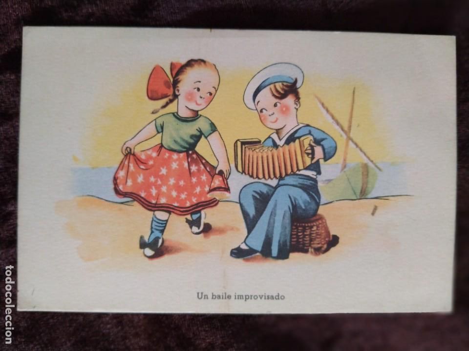Cartes Postales: TARJETA POSTAL (LITOGRAF&Iacute;A A COLOR). * UN BAILE IMPROVISADO *. A&Ntilde;OS 30/40 (S. XX).