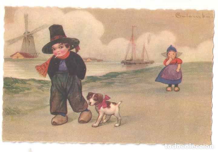 Postcards: Postal Dibujante Colombo. Ni&ntilde;os holandeses y perro. serie 1985. No escrita..- . Vell i Bell
