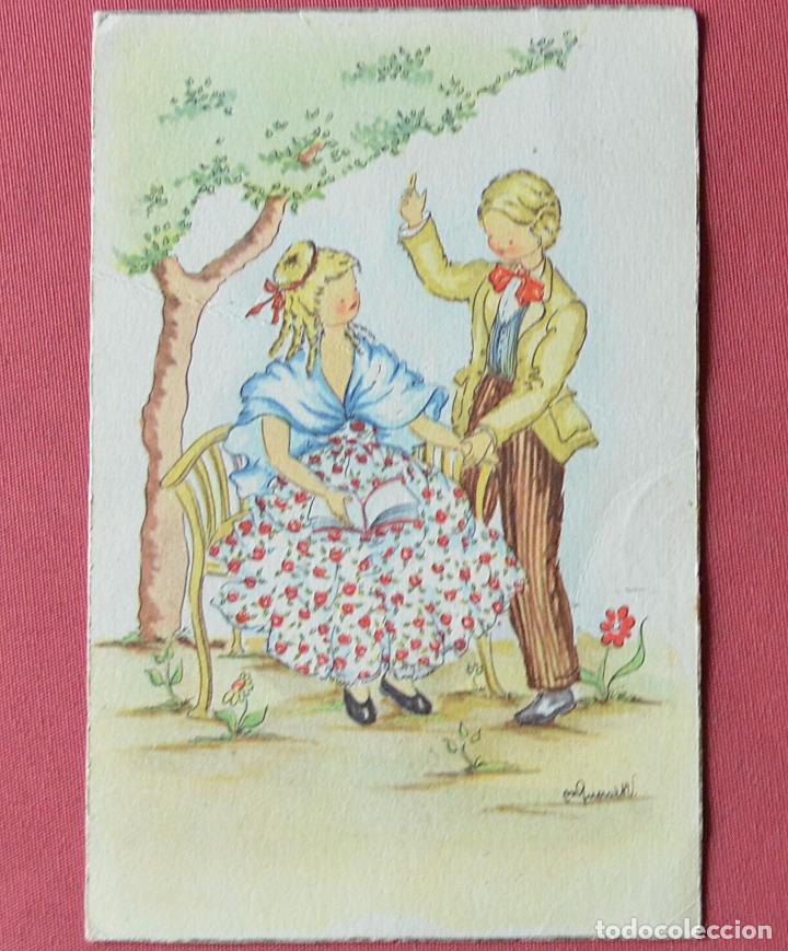 pareja de enamorados bajo un arbol - tarjeta po - Compra venta en  todocoleccion