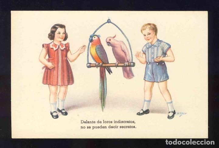 Cartes Postales: Postal ilustrada por Zsolt: Delante de los loros indiscretos...Ed.CMB Serie 49