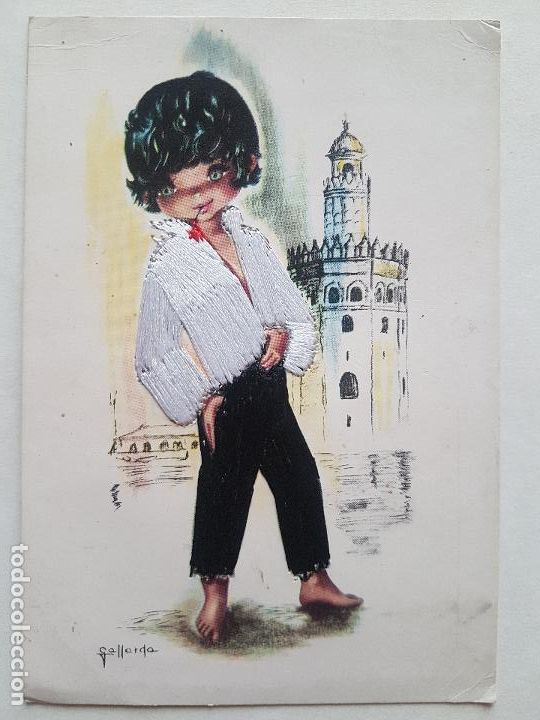 Postales: BAILAOR TORRE DEL ORO BORDADA POSTAL GALLARDA ILUSTRADOR