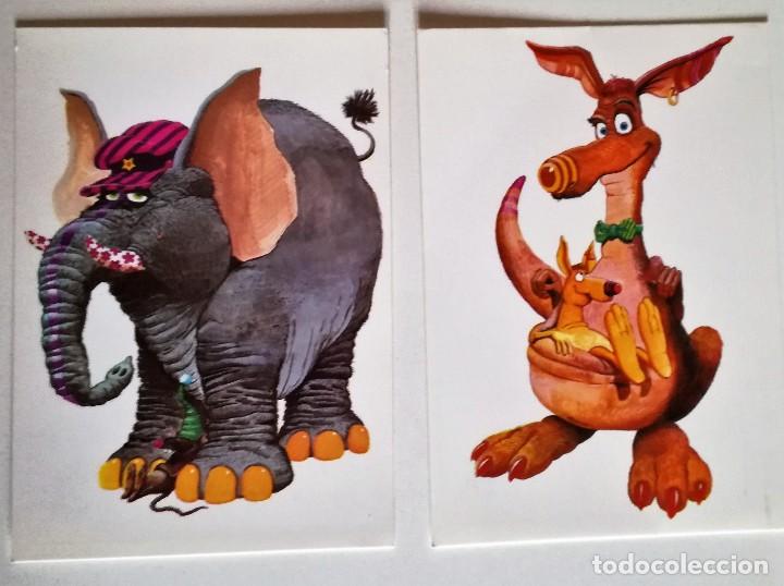 Postcards: 2 BONITAS POSTALES ELEFANTE CANGURO HUMOR NUEVAS COLECCI&Oacute;N PERLA PAGSA ITALIA A&Ntilde;OS 80