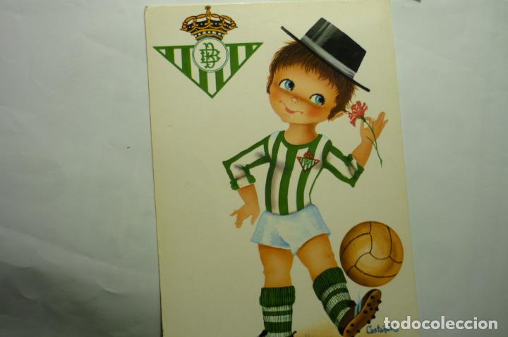 Cartoline: postal futbol betis - dibujo casta&ntilde;er circulada