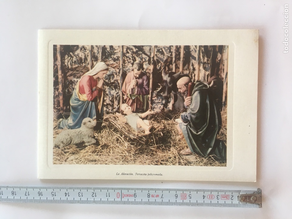 Postais: FELICITACI&Oacute;N NAVIDAD. DIPTICO. LA ADORACI&Oacute;N. TERRACOTA POLICROMADA. EDIT. APOSTOLADO DE F&Aacute;TIMA. PAMP
