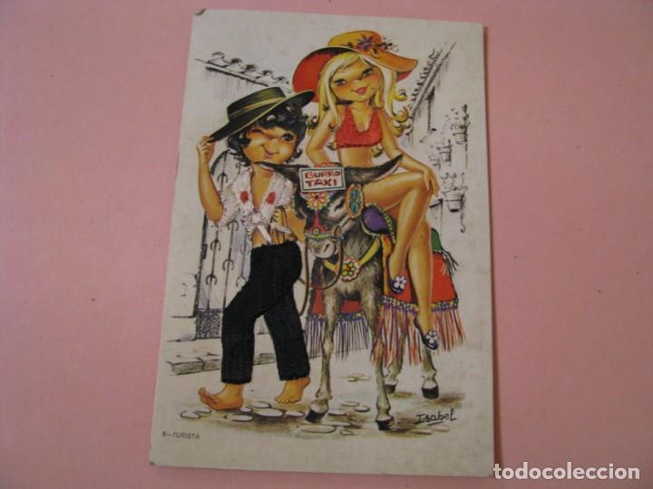 Postales: POSTAL DE IL. ISABEL. BURRO TAXI, TURISTA. BORDADA. ED, ALCALA. ESCRITA 1979.