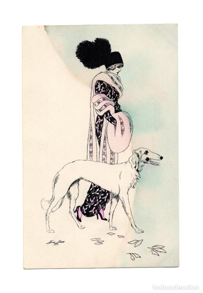 Postales: MUJER CON PERRO. - Foto 1