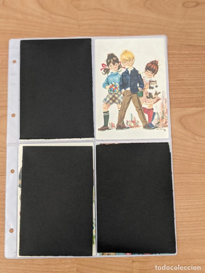 Postales: ANTIGUA POSTAL &laquo;UN NI&Ntilde;O Y DOS NI&Ntilde;AS CON FLORES Y GATO&raquo;