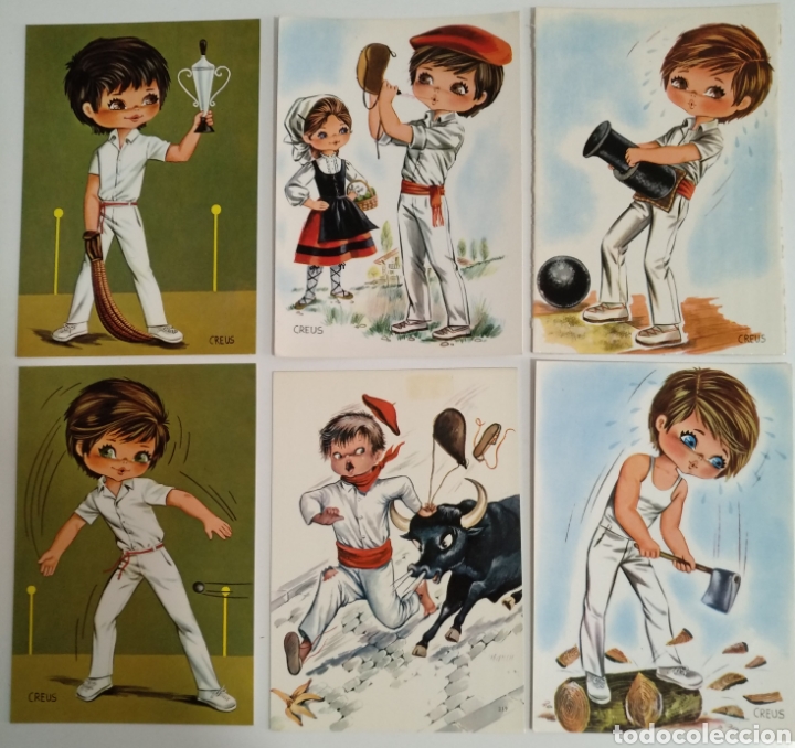 Cartes Postales: 13 postales dibujos ni&ntilde;os vascos