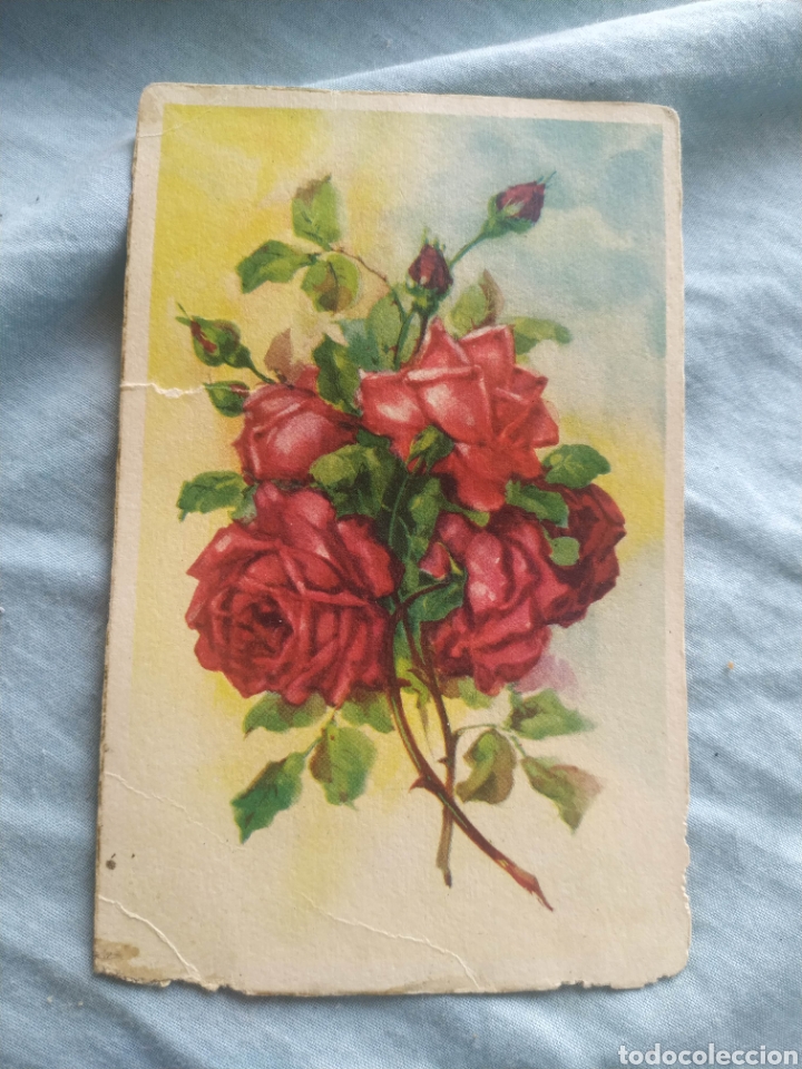Postkarten: Postal flores rosas antigua