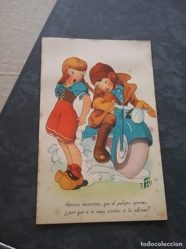 Postales: Postal dibujo 1945. Motorista(395-3)