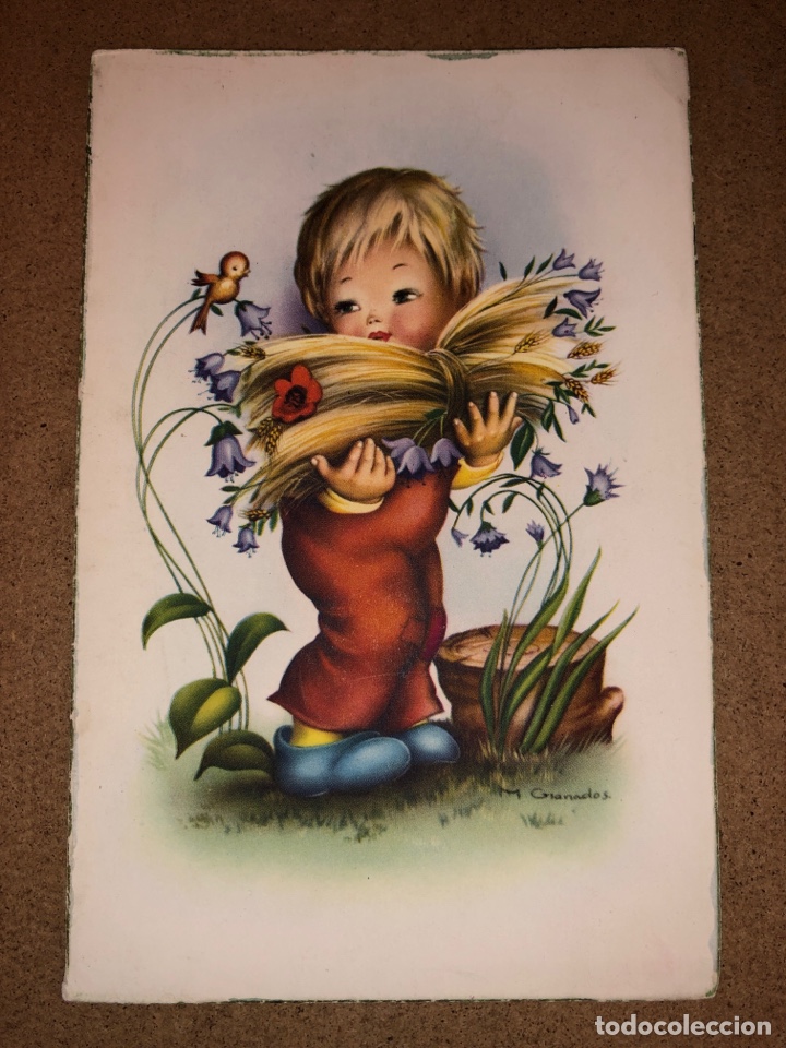Postkarten: POSTAL INFANTIL DIBUJOS NI&Ntilde;O CON P&Aacute;JARO