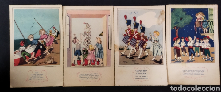 Postais: 4 Postales Caricaturas Series Poemes i Can&ccedil;ons